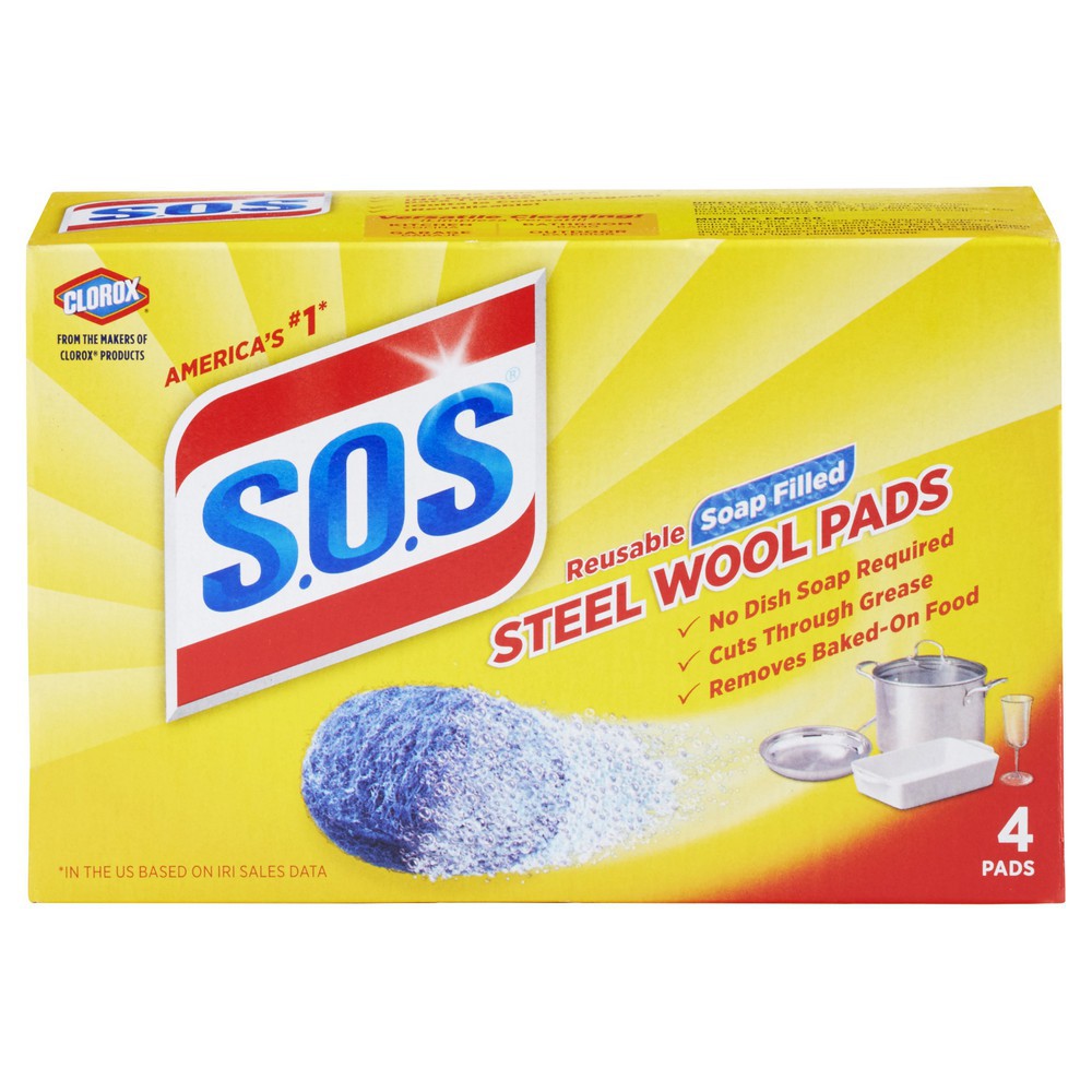 S.O.S Reusable Soap Filled Steel Wool Pads 4ct – Washington Community Market