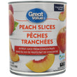 Great Value, Peach Slices, 796ml, In Fruit Juice From Concentrate, 1 Unit